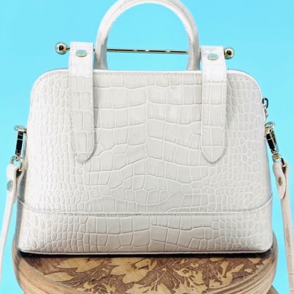 Authentic Strathberry Dome Mini Crocodile Embossed Handbag in Vanilla - Picture 6 of 14